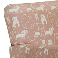 Tye 24 Inch Kids Rocking Chair, Soft Pink, White Dog Print, Brown Legs - BM313217