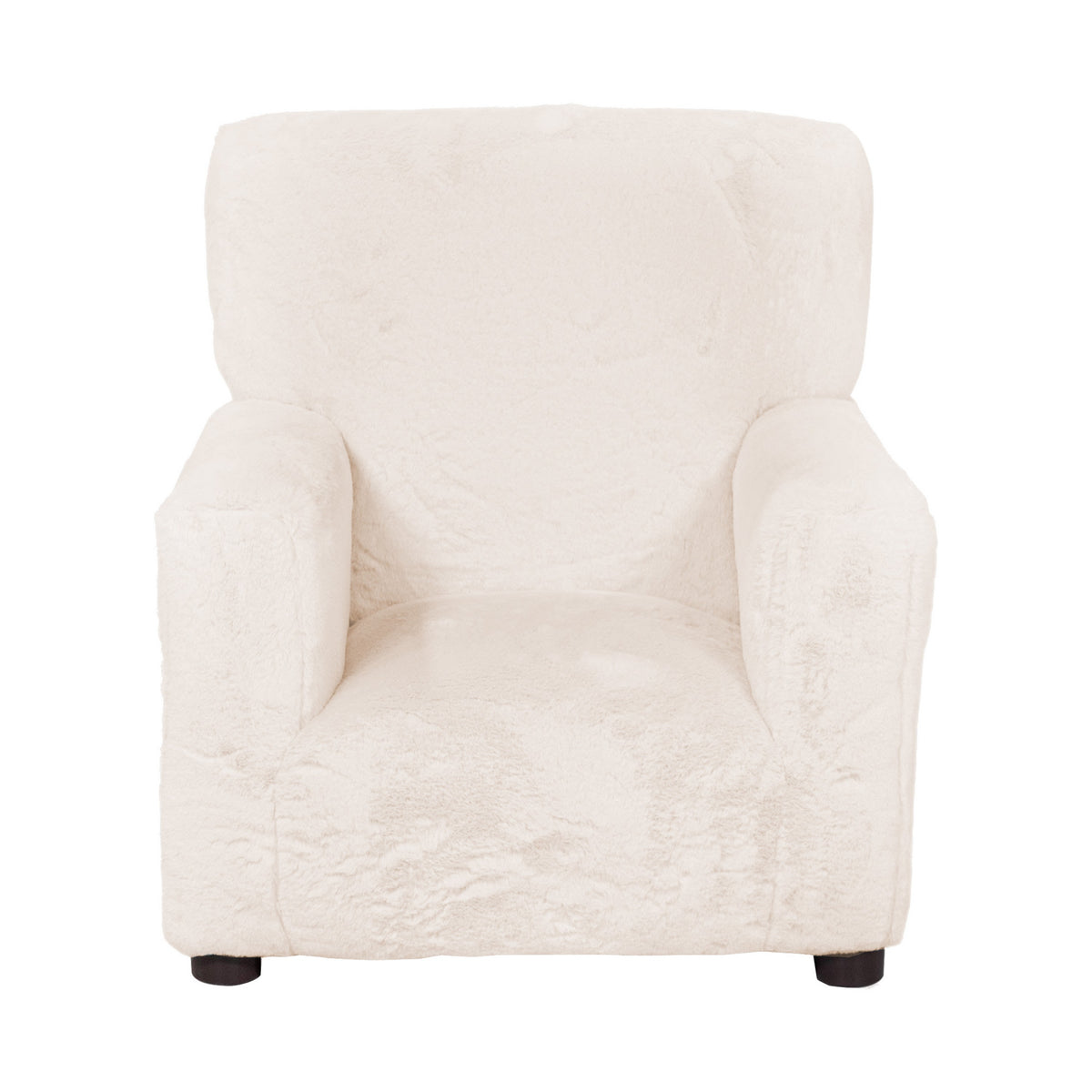 Tye 19 Inch Kids Sofa Chair, White Soft Faux Fur Padded Seat, Round Legs - BM313219