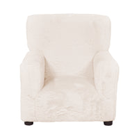 Tye 19 Inch Kids Sofa Chair, White Soft Faux Fur Padded Seat, Round Legs - BM313219