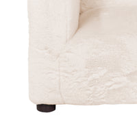 Tye 19 Inch Kids Sofa Chair, White Soft Faux Fur Padded Seat, Round Legs - BM313219