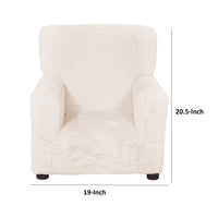 Tye 19 Inch Kids Sofa Chair, White Soft Faux Fur Padded Seat, Round Legs - BM313219