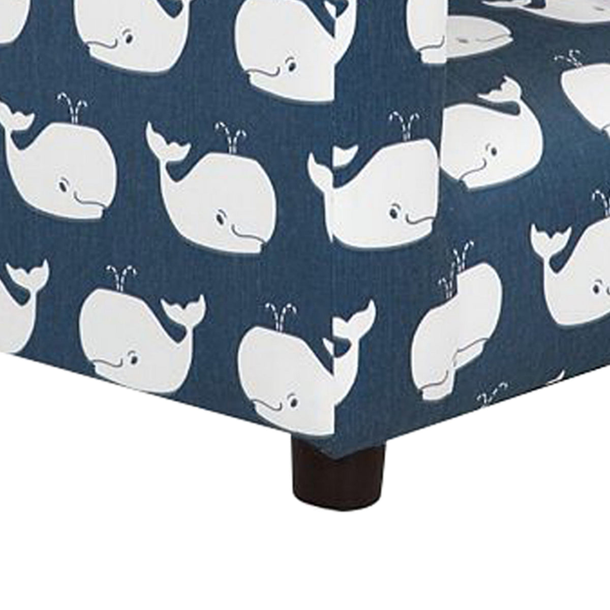 Tye 19 Inch Kids Sofa Chair, Blue Fabric, White Whale Print, Round Legs - BM313221