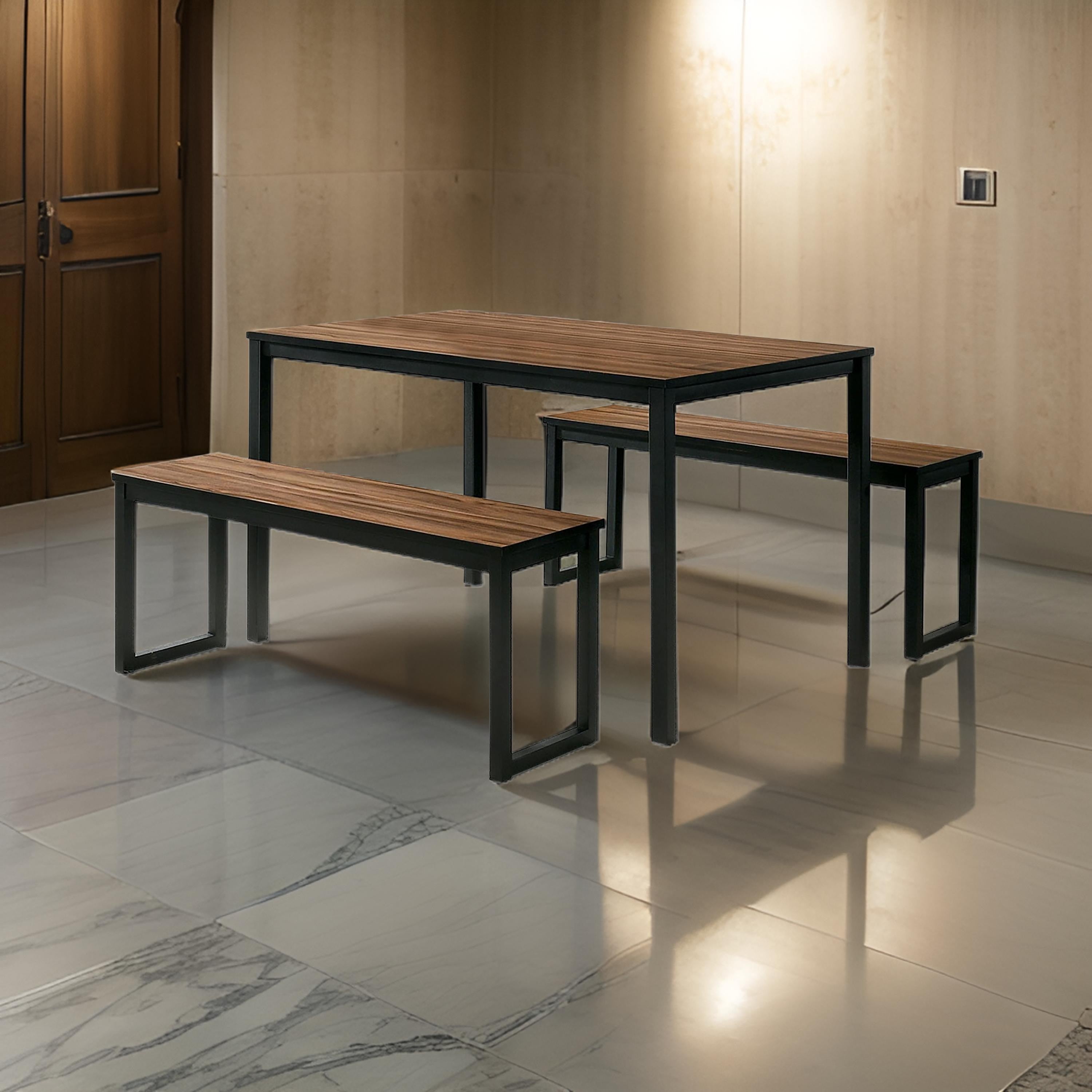 Benzara faux marble & pine wood dining table bm171261 sales