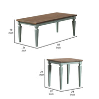 Miun 3 Piece Coffee and End Table Set, Classic Teal, Brown Solid Wood - BM313239