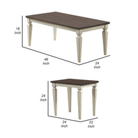 Miun 3 Piece Coffee and End Table Set, Classic White, Brown Solid Wood - BM313240