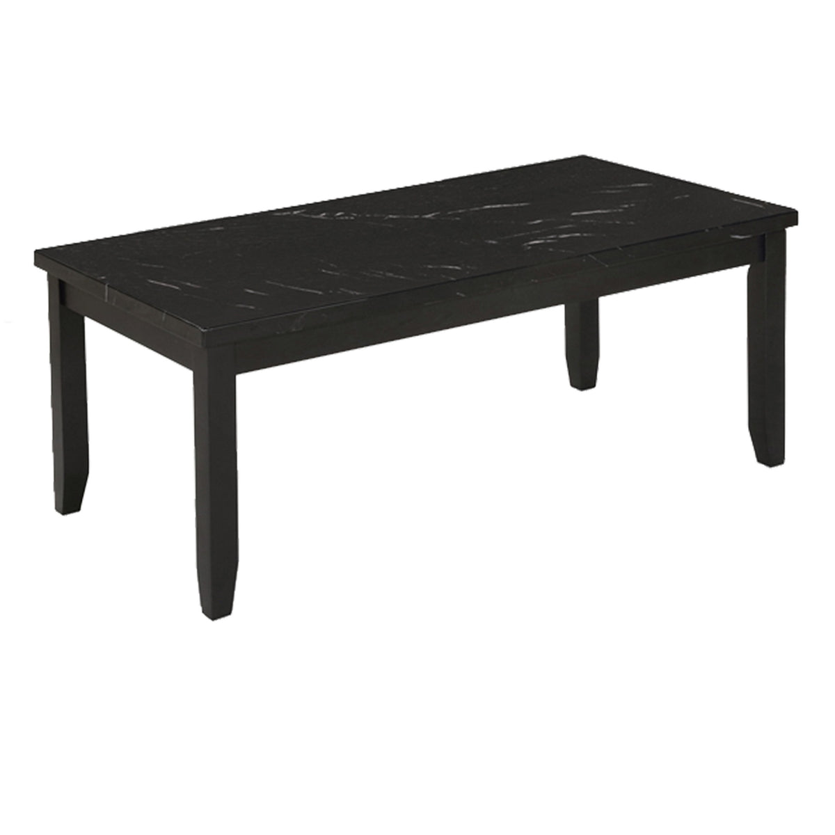 Lide 3 Piece Coffee Table and End Table Set, Faux Marble Top, Black Wood - BM313243