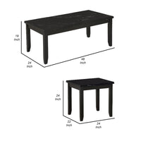 Lide 3 Piece Coffee Table and End Table Set, Faux Marble Top, Black Wood - BM313243