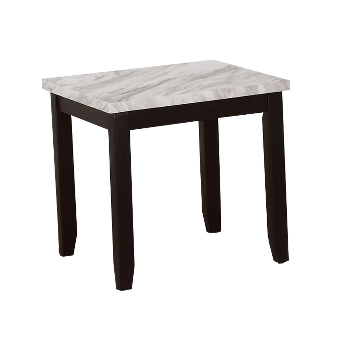 Lide 3 Piece Coffee Table and End Table Set, White Faux Marble Top, Black - BM313244