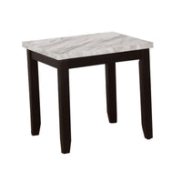 Lide 3 Piece Coffee Table and End Table Set, White Faux Marble Top, Black - BM313244