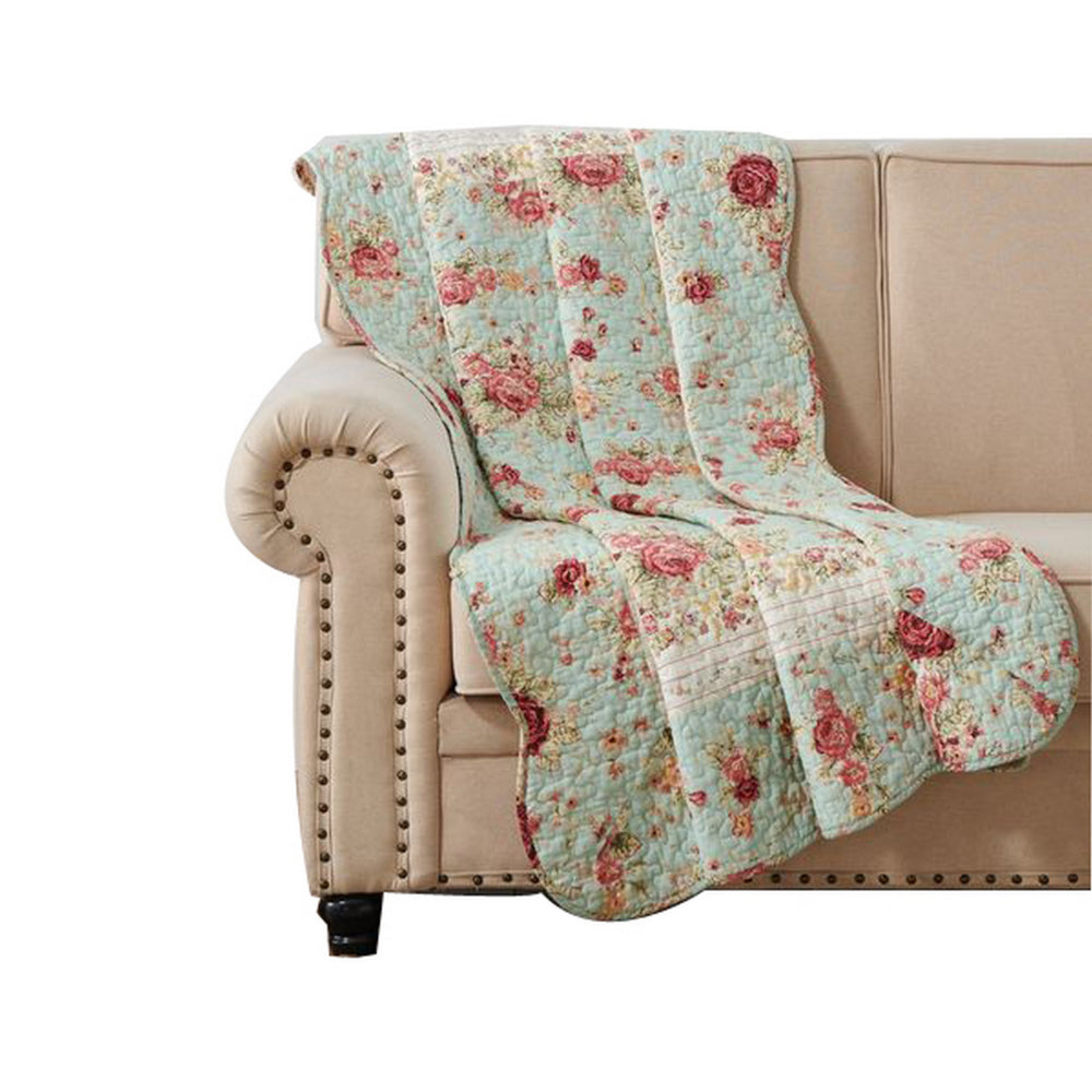 Benzara Rosle 50 x 60 Quilted Throw Blanket with Fill, Rose