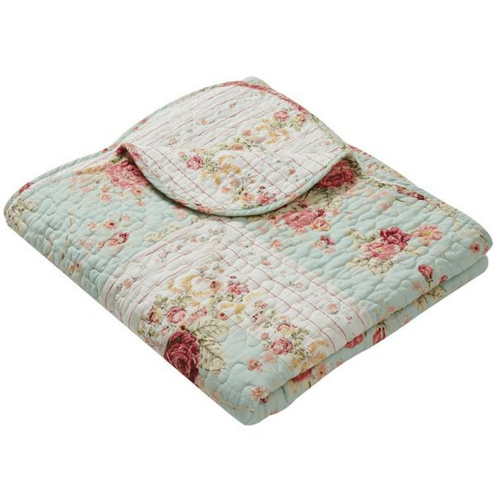 Rosle 50 x 60 Quilted Throw Blanket with Fill, Rose Flowers, Multicolor - BM313268