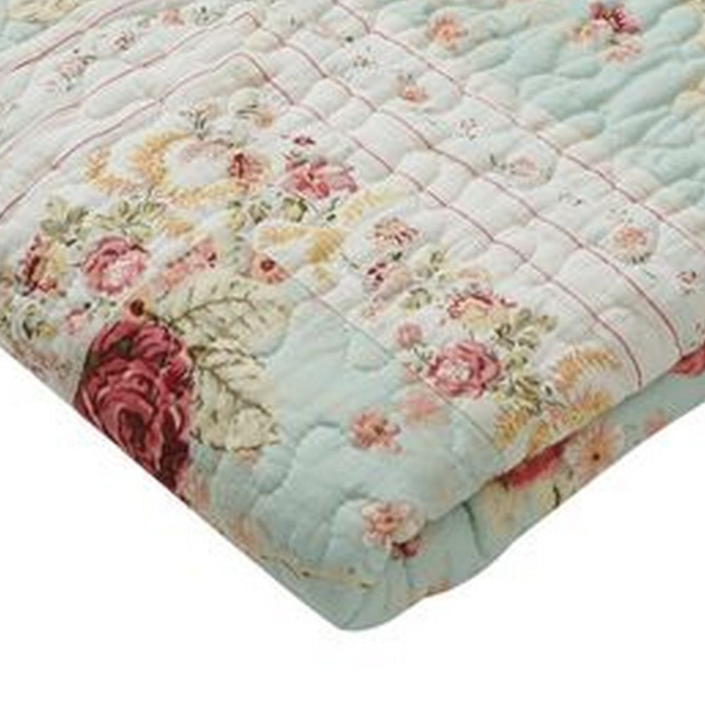 Rosle 50 x 60 Quilted Throw Blanket with Fill, Rose Flowers, Multicolor - BM313268