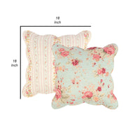 Rosle 18 Inch Set of 2 Accent Pillows, Cotton, Polyester, Multicolor Floral - BM313269