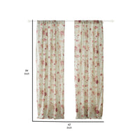 Rosle Set of 2 Window Curtains, Cotton, Antique Rose Print, Multicolor - BM313270