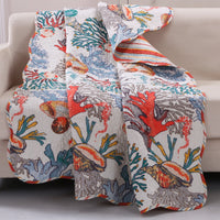 Wade 50 x 60 Quilted Throw Blanket with Fill, Corals and Seashells Design - BM313271