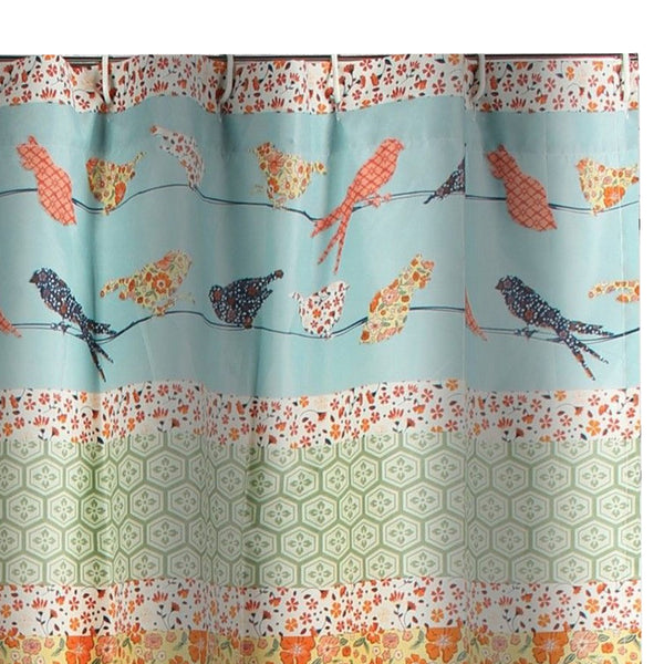 Nite 72 x 72 Inch Microfiber Shower Curtains, Floral and Striped Multicolor - BM313273