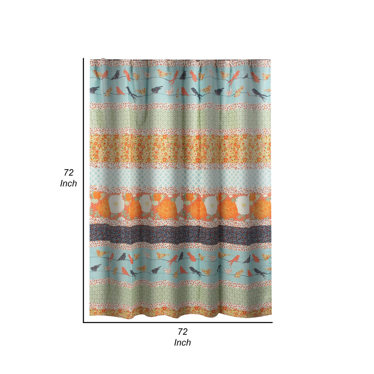 Nite 72 x 72 Inch Microfiber Shower Curtains, Floral and Striped Multicolor - BM313273