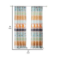 Nite Set of 2 Microfiber Window Curtains, Floral and Striped, Multicolor - BM313274