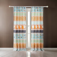 Nite Set of 2 Microfiber Window Curtains, Floral and Striped, Multicolor - BM313274