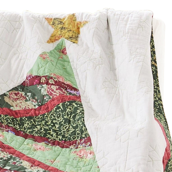 50 x 60 Cotton Quilted Throw Blanket, Christmas Tree Holiday Print - BM313275