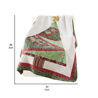 50 x 60 Cotton Quilted Throw Blanket, Christmas Tree Holiday Print - BM313275