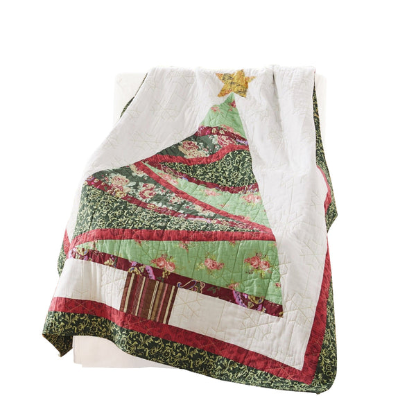 50 x 60 Cotton Quilted Throw Blanket, Christmas Tree Holiday Print - BM313275