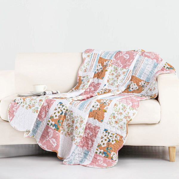 50 x 60 Quilted Throw Blanket with Fill, Patchwork Print, Multicolor - BM313276