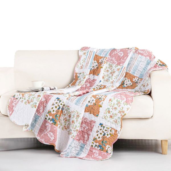 50 x 60 Quilted Throw Blanket with Fill, Patchwork Print, Multicolor - BM313276