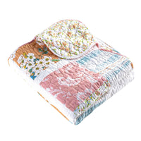 50 x 60 Quilted Throw Blanket with Fill, Patchwork Print, Multicolor - BM313276