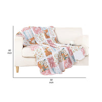 50 x 60 Quilted Throw Blanket with Fill, Patchwork Print, Multicolor - BM313276