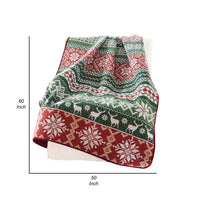 Live 50 x 60 Quilted Throw Blanket, Dutch Velvet, Winter Print, Green, Red - BM313277