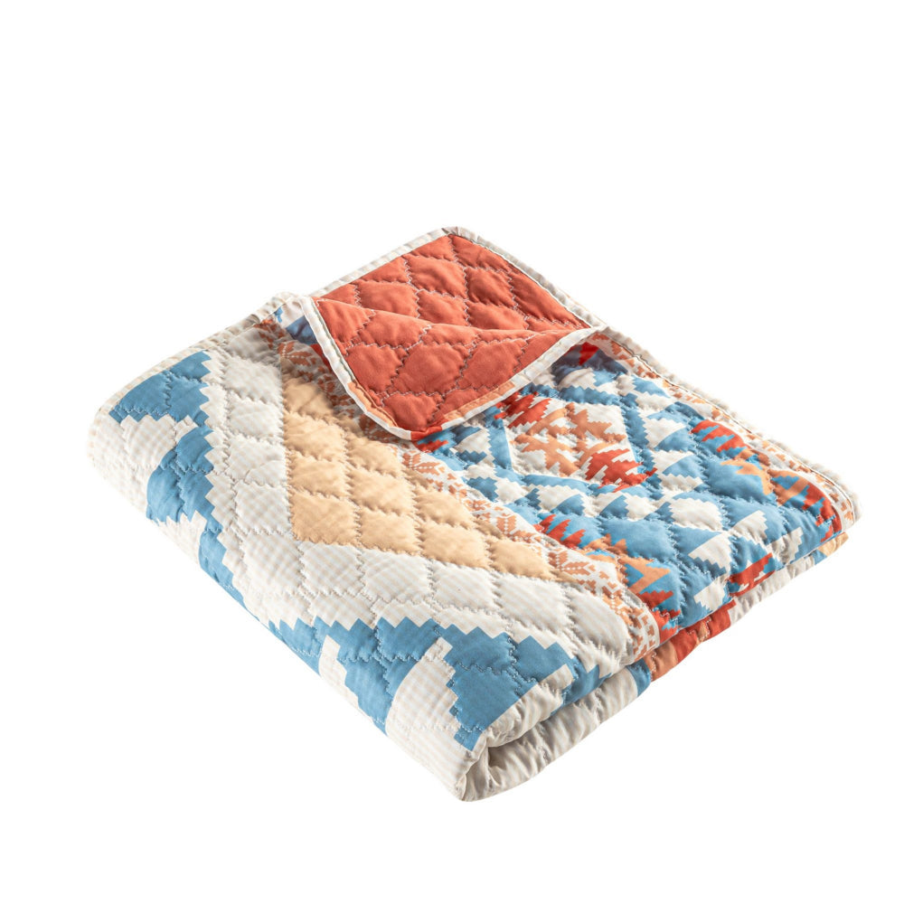 50 x 60 Quilted Throw Blanket with Fill, Festive Diamond Print, Multicolor - BM313281