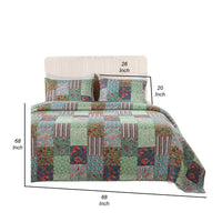 Aby 3 Piece Queen Quilt Set with 2 Pillow Shams, Multicolor - BM313283