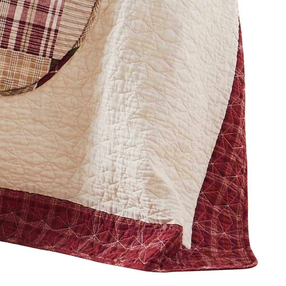 50 x 60 Cotton Quilted Throw Blanket with Fill, Festive Stocking Patch work - BM313284