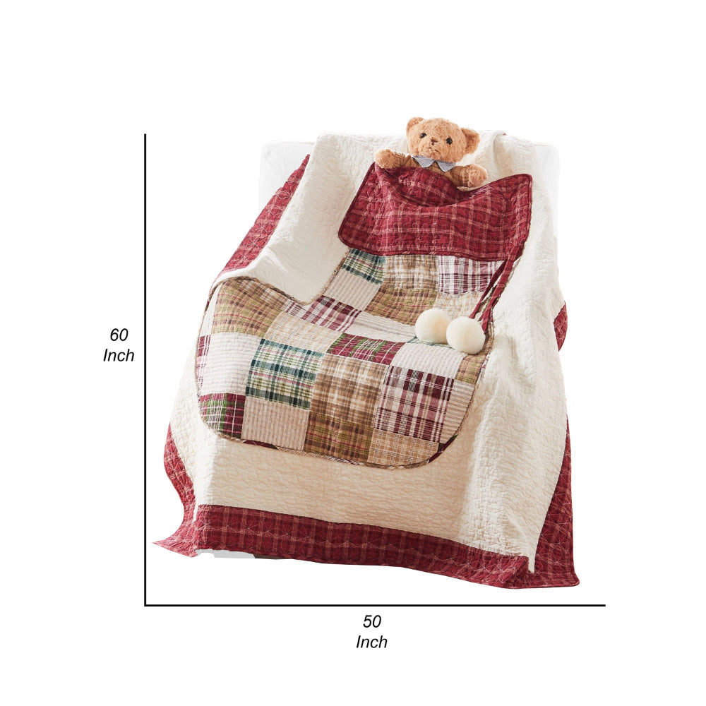 50 x 60 Cotton Quilted Throw Blanket with Fill, Festive Stocking Patch work - BM313284