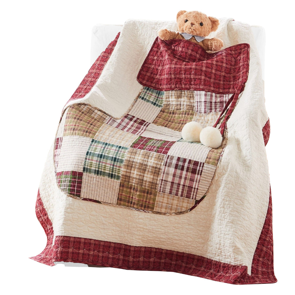 50 x 60 Cotton Quilted Throw Blanket with Fill, Festive Stocking Patch work - BM313284