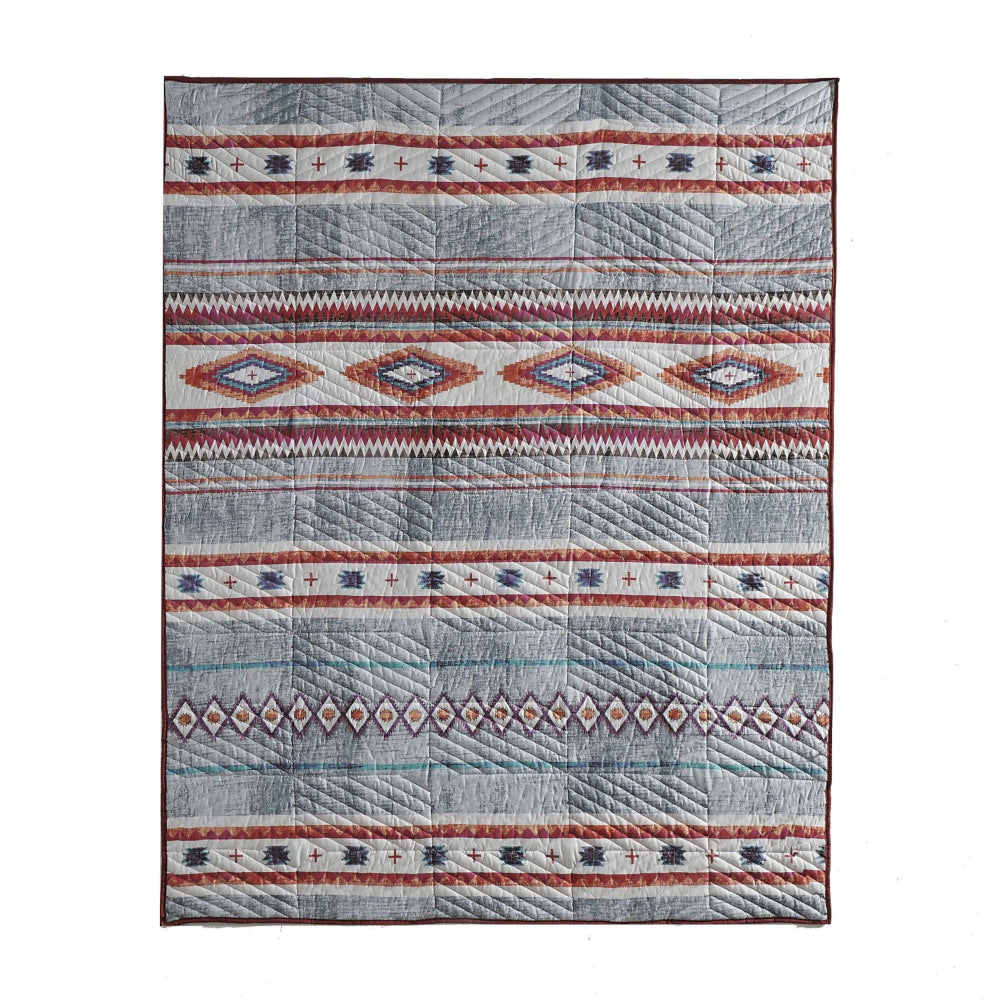 Pimi 50 x 60 Quilted Throw Blanket, Polyester Fill, Southwest Boho Style - BM313285