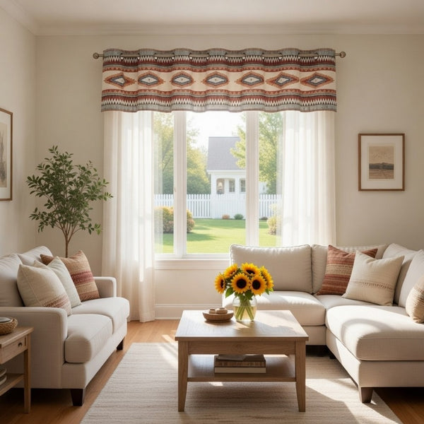 Pimi 16 x 84 Window Valance, Metallic Grommet, Southwest Print, Bronze - BM313287