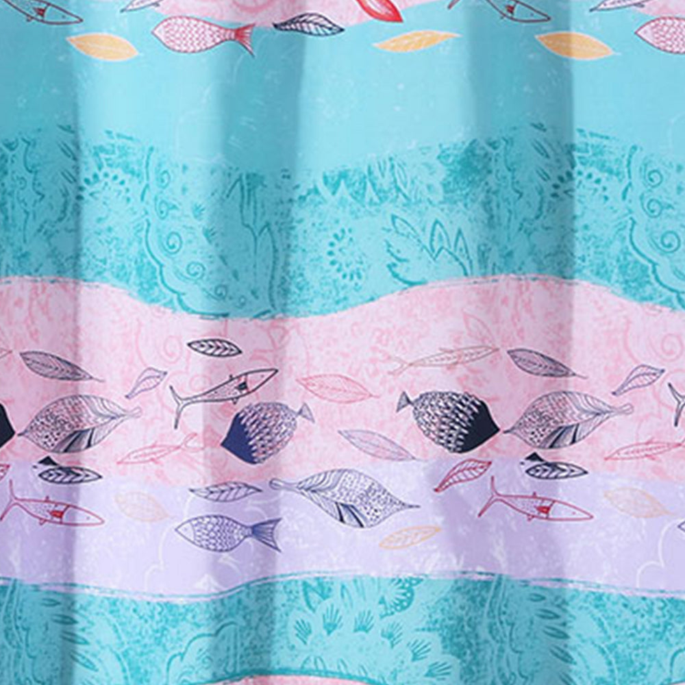 Wini 72 x 72 Inch Shower Curtain, Mermaid Print, Blue, Pink Polyester - BM313289