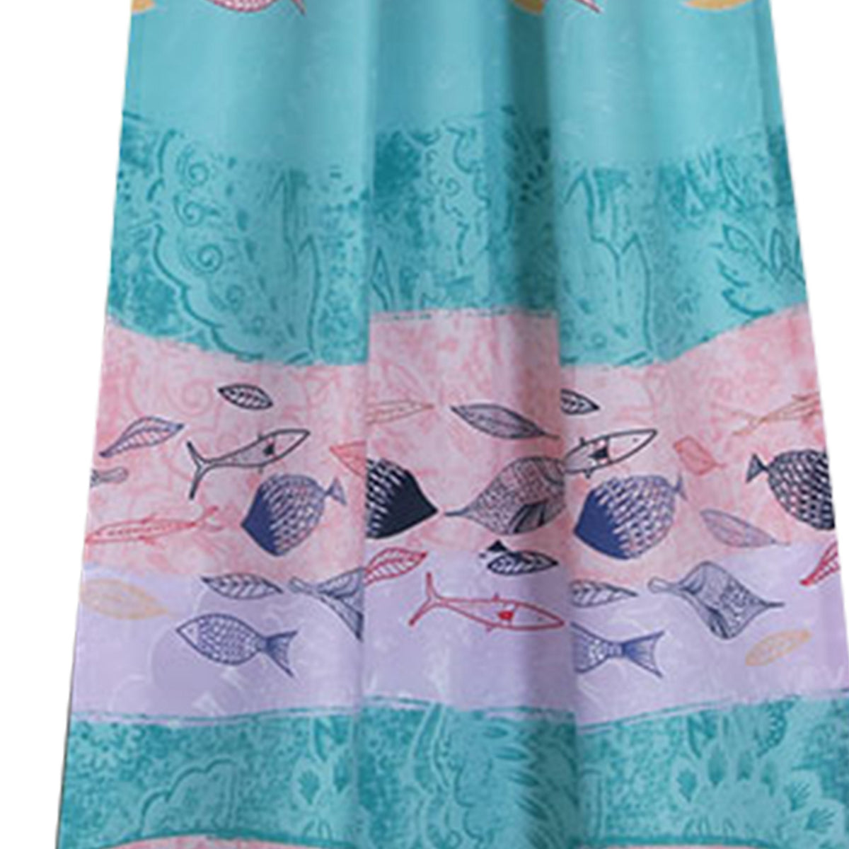 Wini 4 Piece Window Curtain Panel Set, Mermaid Design, Pink, Blue Polyester - BM313290