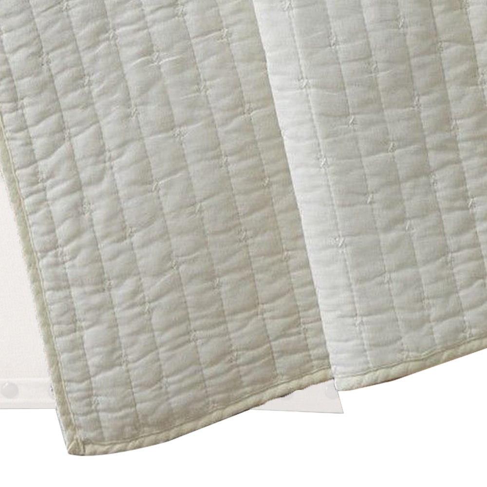 Xumi 50 x 60 Inch Quilted Throw Blanket, Channel Quilting, Antique White - BM313291