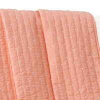 Xumi 50 x 60 Inch Quilted Throw Blanket, Channel Details, Coral Pink - BM313292