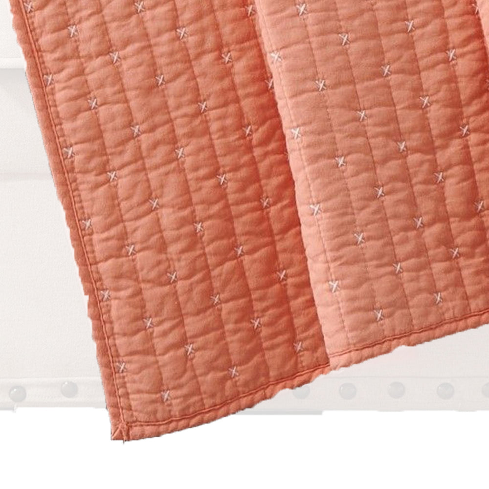 Xumi 50 x 60 Inch Quilted Throw Blanket, Channel Details, Coral Pink - BM313292