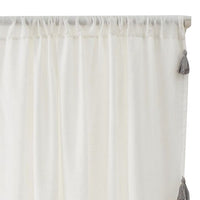 Xumi 4 Piece Window Curtain, 2 Panels with Tie Backs, Antique White Finish - BM313294