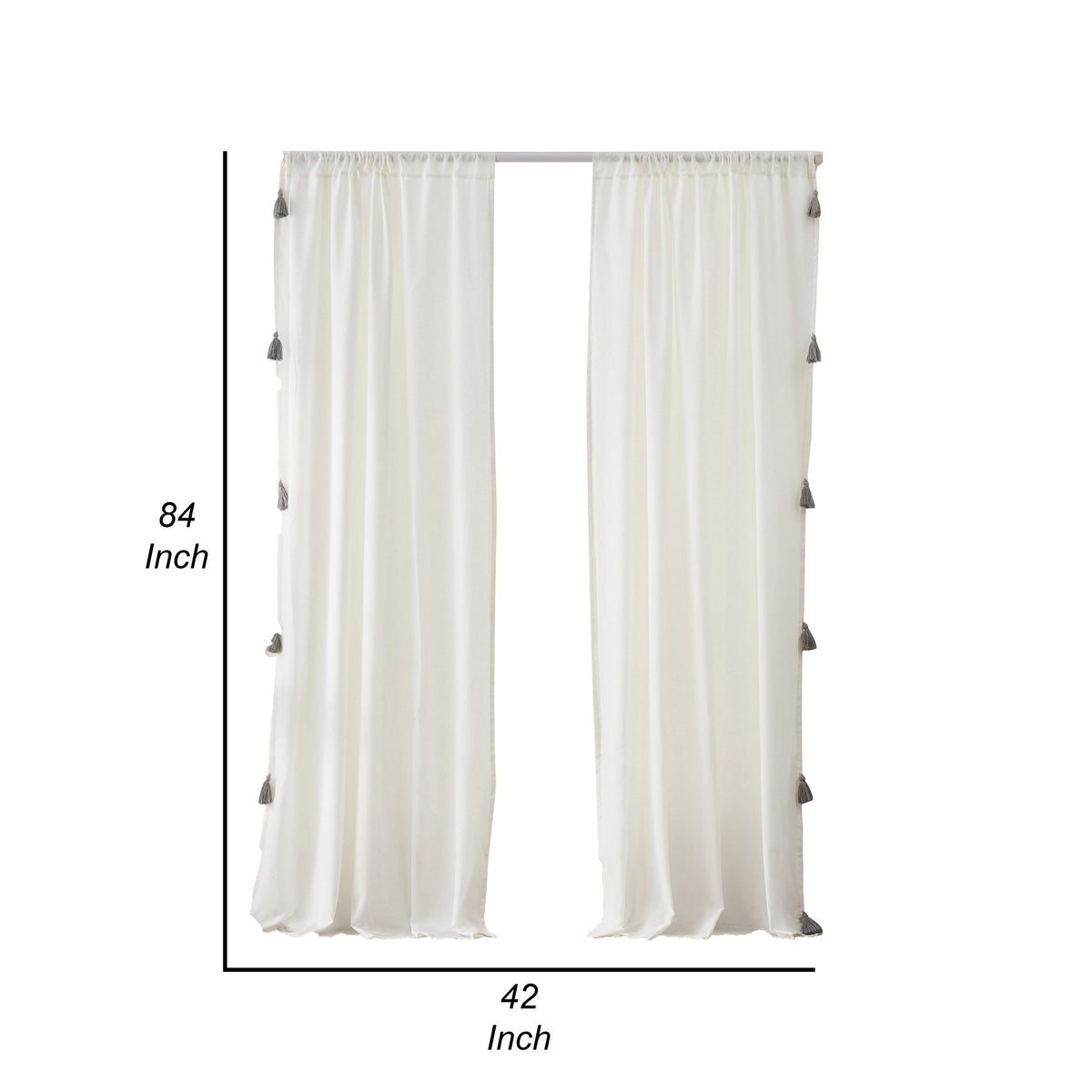 Xumi 4 Piece Window Curtain, 2 Panels with Tie Backs, Antique White Finish - BM313294