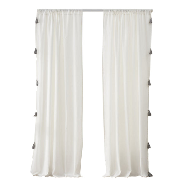 Xumi 4 Piece Window Curtain, 2 Panels with Tie Backs, Antique White Finish - BM313294