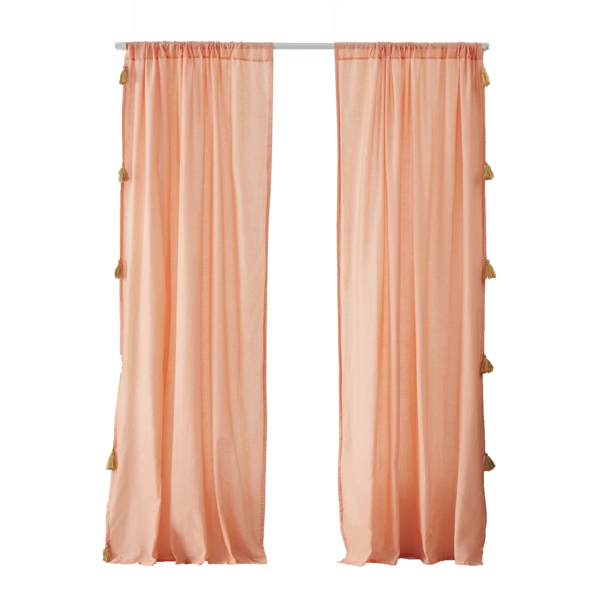 Xumi 4 Piece Window Curtain, 2 Panels with Tie Backs, Coral Pink Finish - BM313295