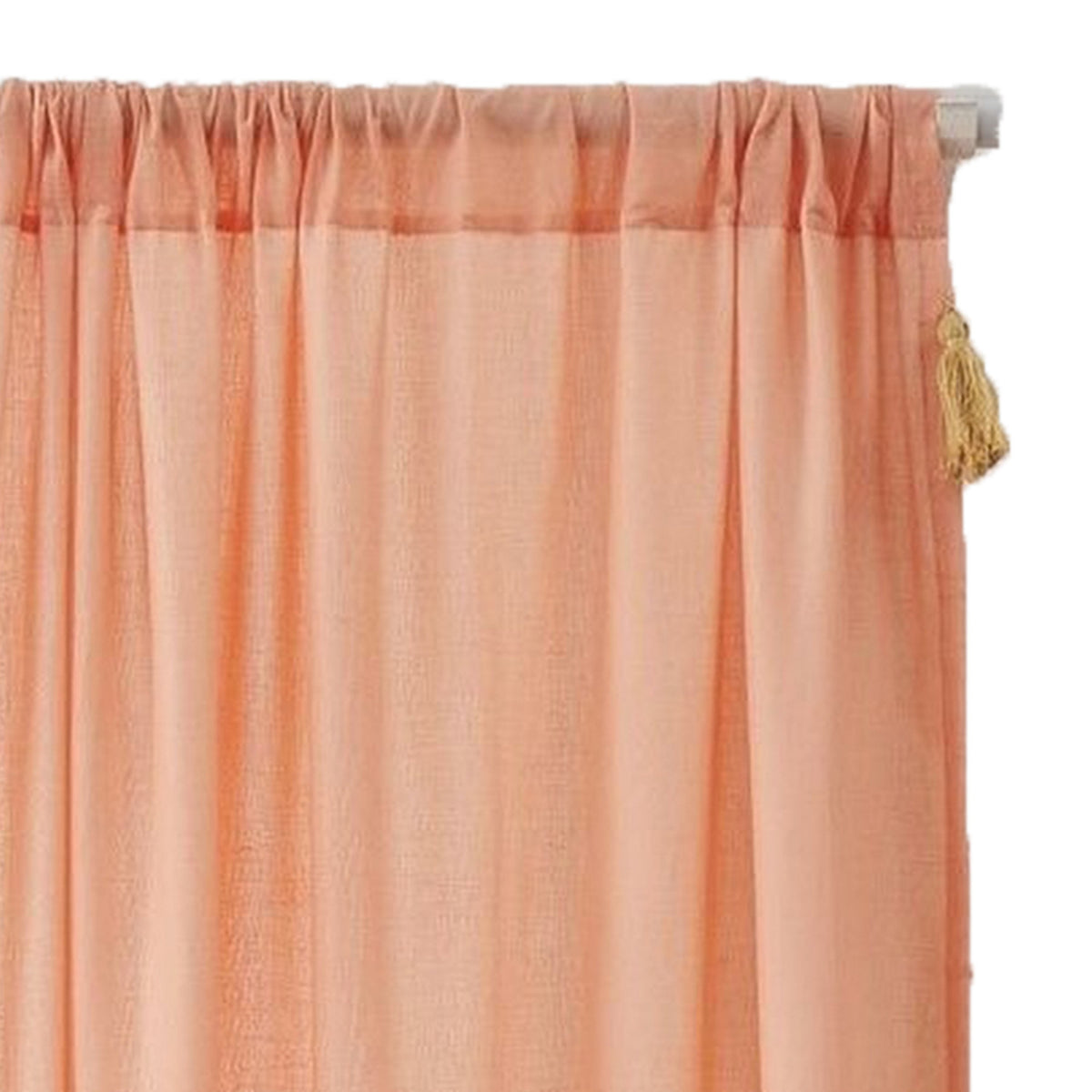 Xumi 4 Piece Window Curtain, 2 Panels with Tie Backs, Coral Pink Finish - BM313295