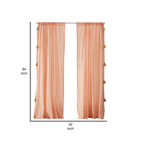 Xumi 4 Piece Window Curtain, 2 Panels with Tie Backs, Coral Pink Finish - BM313295