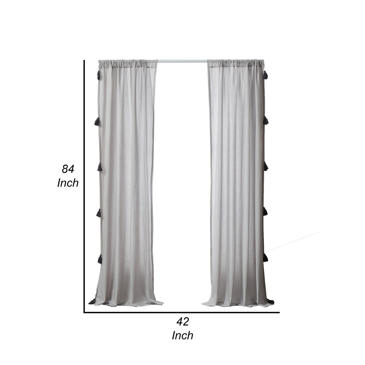 Xumi 4 Piece Window Curtain, 2 Panels with Tie Backs, Modern Gray Finish - BM313296